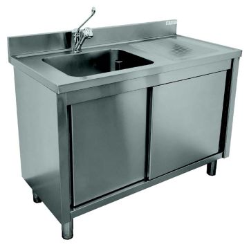 Meuble plonge égouttoir à droite 1200x600x850 avec siphon